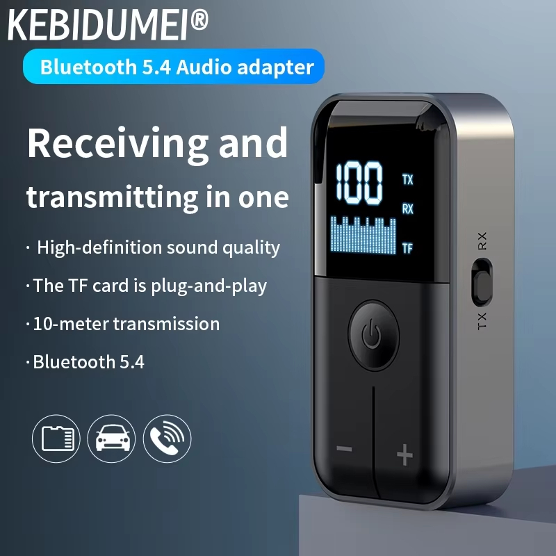 4-in-1 บลูทูธ V5.4 เครื่องรับสัญญาณเสียง 3.5 มม.AUX สนับสนุน TF Card สเตอริโอเพลงจอแสดงผล LED อะแดปเตอร์ไร้สายพร้อมไมโครโฟนสําหรับทีวีในรถยนต์