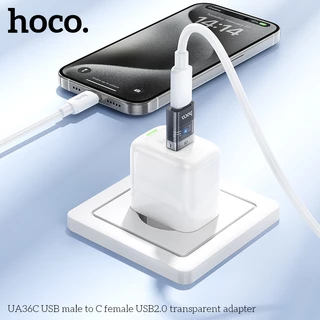 hoco. UA36 อะแดปเตอร์มินิไซส์ OTG โปร่งแสง พร้อมไฟ 2ด้าน อะแดปเตอร์ USB 3.0 Type C เป็น USB 3.0