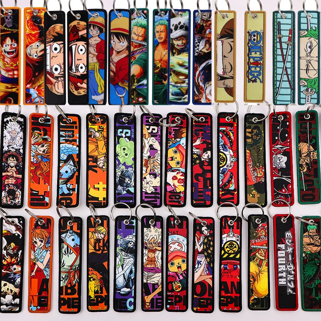 อะนิเมะ One Piece เย็บปักถักร้อยพวงกุญแจรถจักรยานยนต์พวงกุญแจแฟชั่น Key Ring อุปกรณ์เสริมของขวัญ