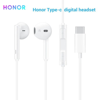 Honor USB Type C หูฟัง AM33 หูฟังชนิดใส่ในหู HIFI พร้อมไมโครโฟนรีโมทคอนโทรลสําหรับ Honor 50 70 80 90