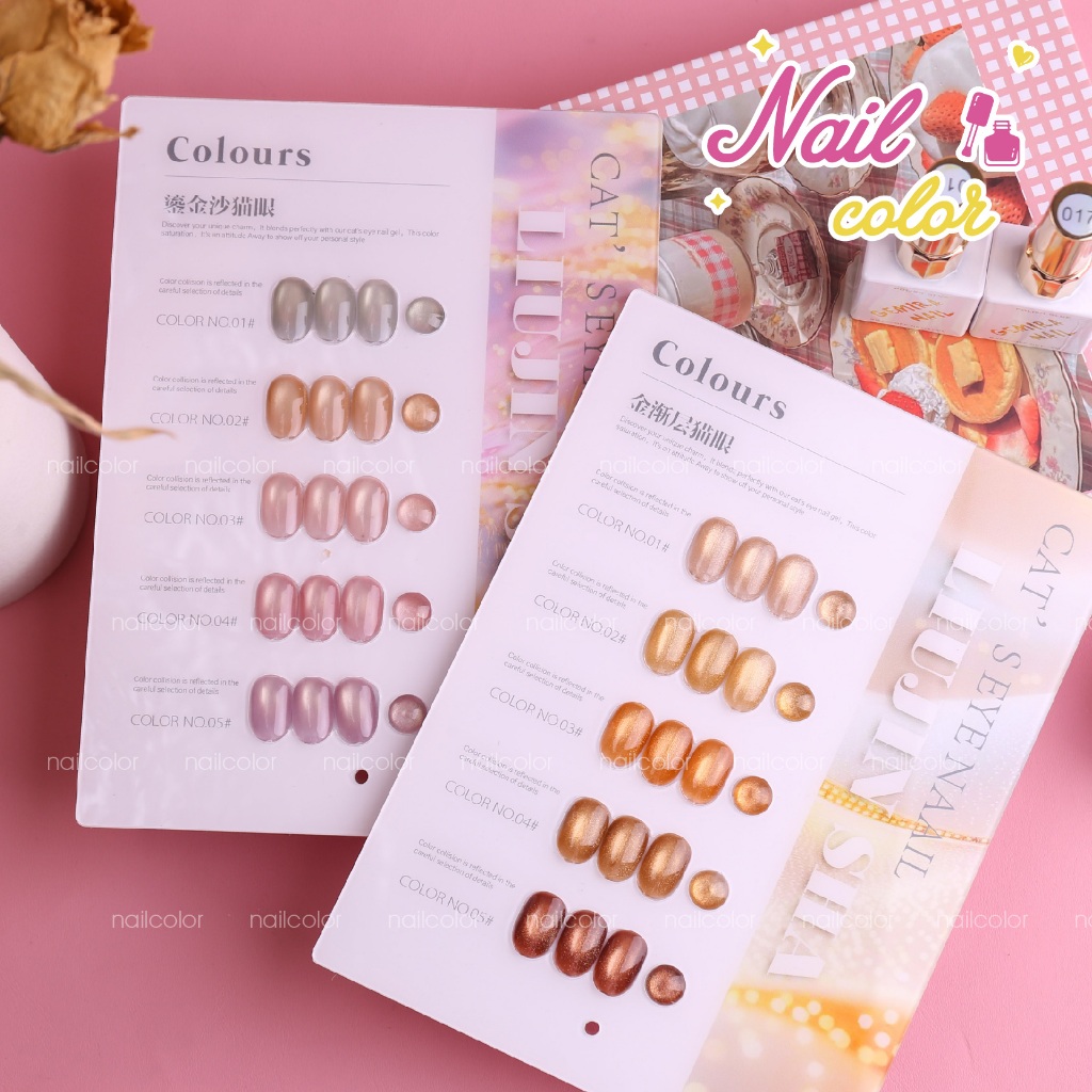 [คลังสินค้าพร้อม] 5 สี Gilt Cats Eye 2 รูปแบบ (กระดานสีเคลือบฟรี) สีชมพู, ตาแมวสีทอง, ตาแมวลูกปัดแก้ว, 15ml