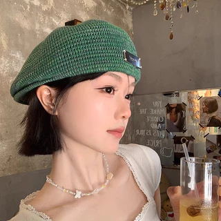 หมวกเบเร่ต์ถักสำหรับผู้หญิง สไตล์ญี่ปุ่น เบาสบาย ระบายอากาศดี ไซส์กระชับทุกทรงหัว