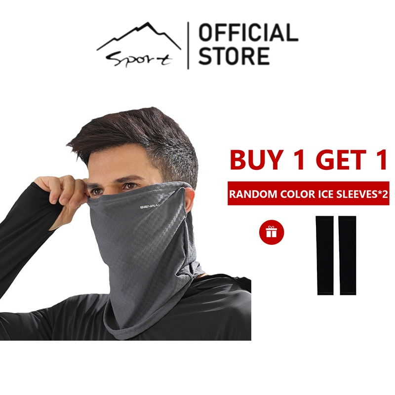 SPORT ผ้าเช็ดหน้ากันแดดผ้าไหมน้ำแข็งสำหรับผู้ชาย ปกป้องคอ