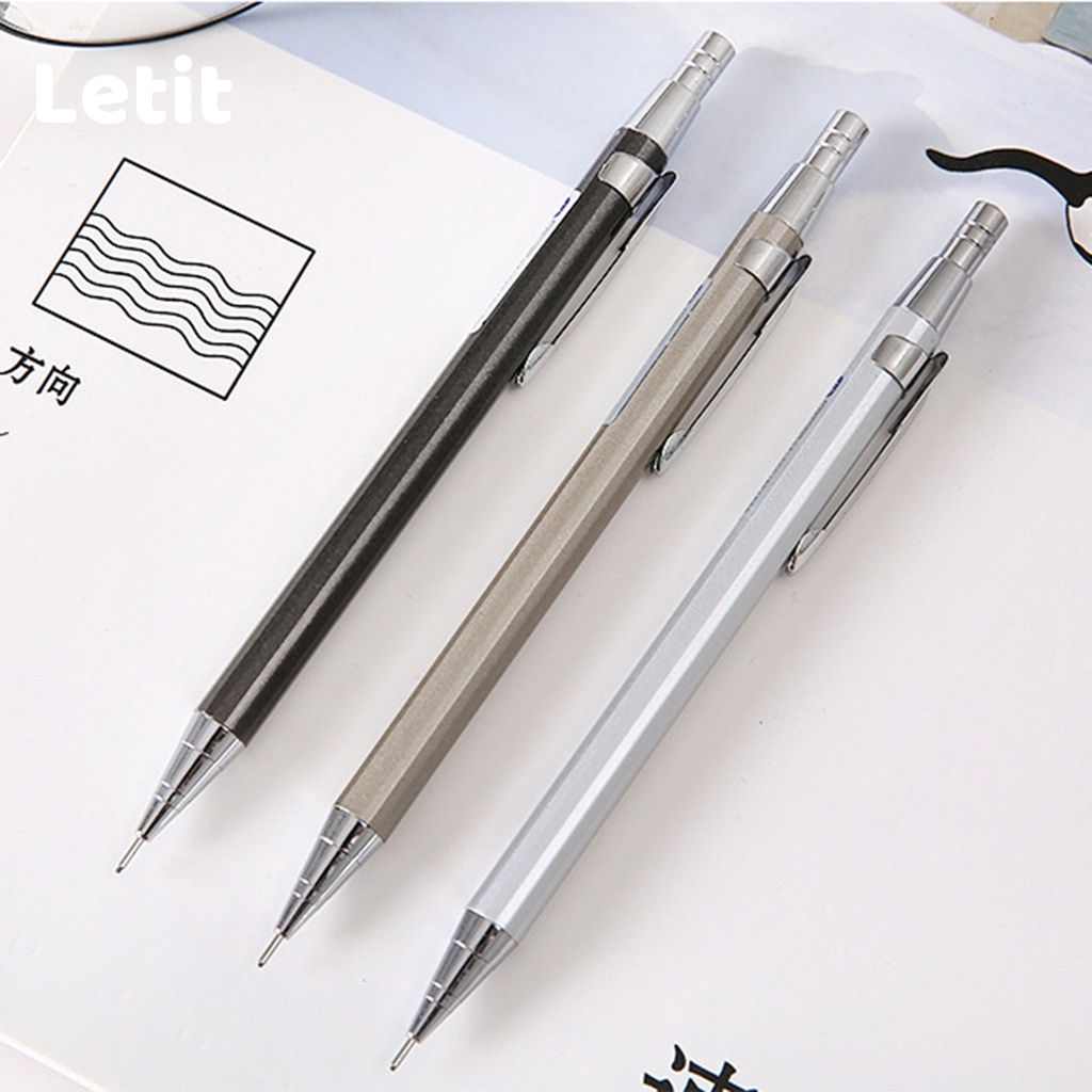 Letit | เครื่องจักรกลโลหะอย่างง่าย ดินสอ 2B ดินสอ 0.5/0.7 มม. ไส้ดินสออัตโนมัติ โรงเรียน เครื่องเขียนสำนักงาน