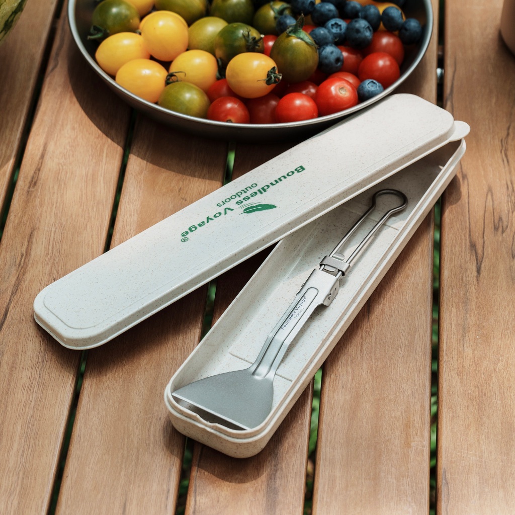 ไร้ขอบเขต การเดินทาง-ไทเทเนียมพับไม้พายทอดพลั่วตั้งแคมป์ขนาดเล็กครัวสเต็กเนื้อแบนทําอาหารไม้พายมินิแพนเค้กให้บริการ - รูปที่ 7