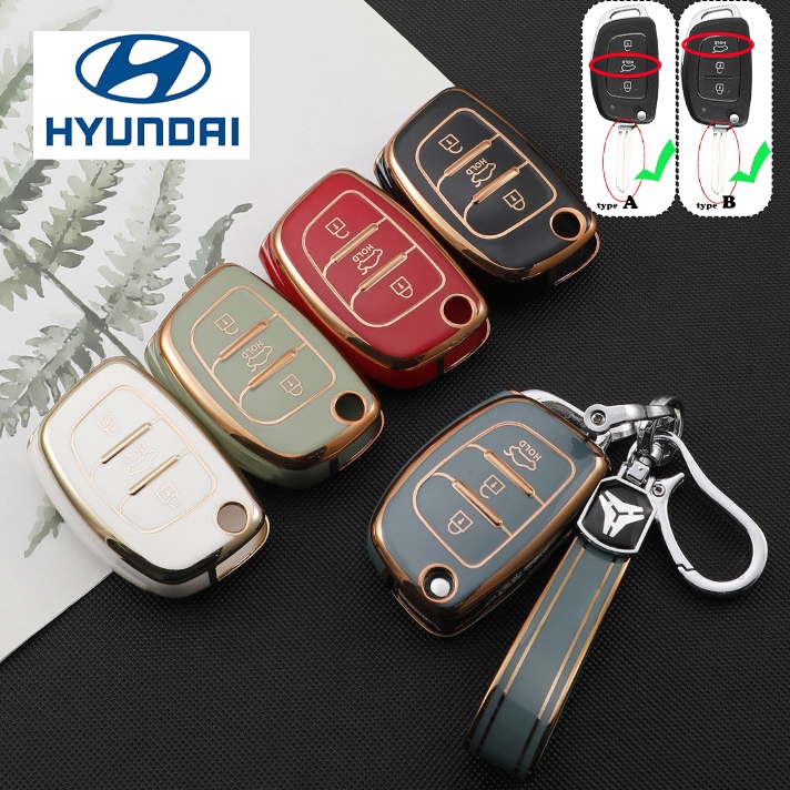 เคสกุญแจรถ hyundai สําหรับ i20 creta Tuscon ฝาครอบกุญแจรีโมทคอนโทรลแบบพับได้ พร้อมพวงกุญแจ