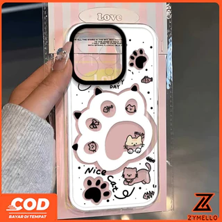 สําหรับOPPO Reno16F 16Pro 15F 15ProMax 14F 14Pro 13F 13Pro 12F 12Pro 11F 11Pro 10Pro 8T 8Z 7Z 6Zการ์ตูนน่ารักสีขาวCat Pawกันกระแทกโทรศัพท์cas