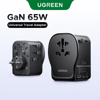 UGREEN Nexode 65W Universal Travel Adapter ปลั๊กสลับได้ UK/US/DE/CN 2 in 1 ซ็อกเก็ตชาร์จ PD 65W Fast Charging สําหรับการเดินทางเพื่อธุรกิจ