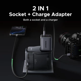 UGREEN Nexode 65W Universal Travel Adapter ปลั๊กสลับได้ UK/US/DE/CN 2 in 1 ซ็อกเก็ตชาร์จ PD 65W Fast Charging สําหรับการเดินทางเพื่อธุรกิจ