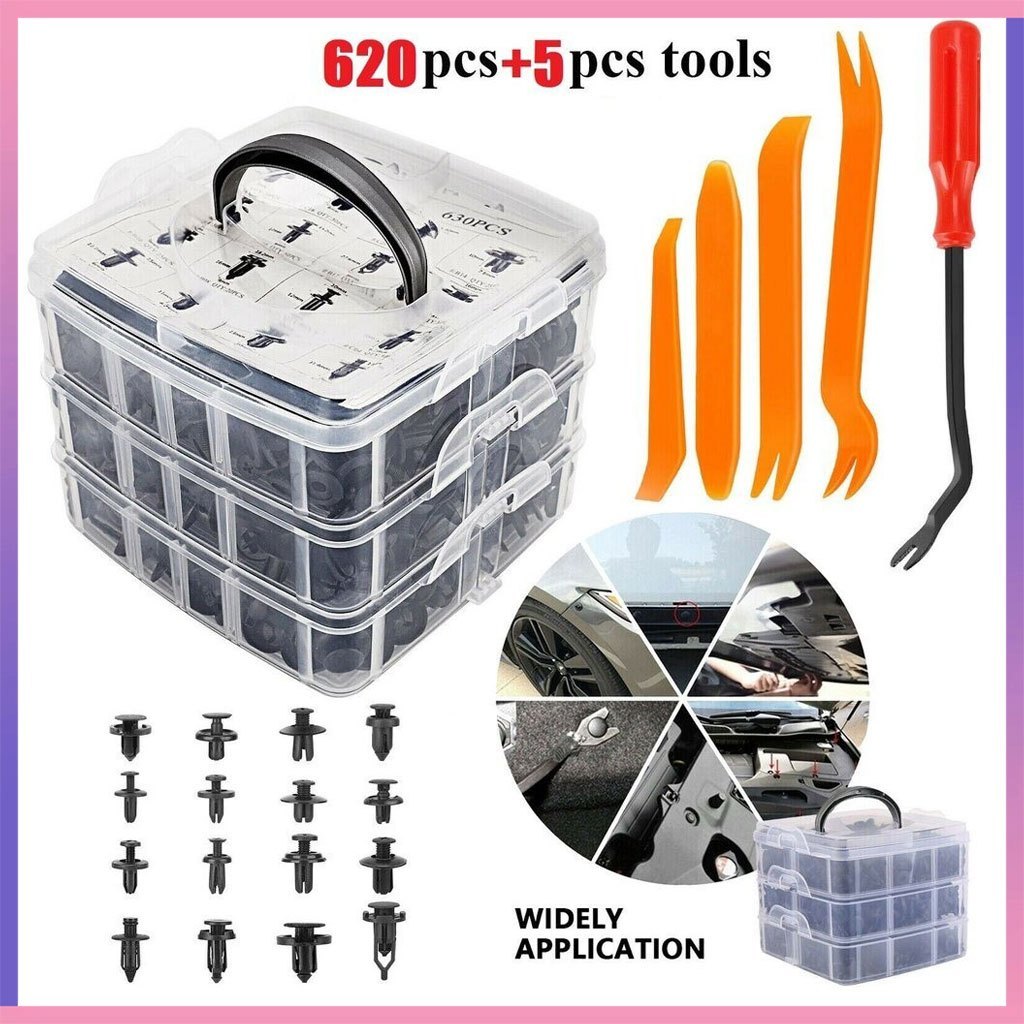 620ชิ้น หมุดพลาสติกรถยนต์, หมุดล็อค, หมุดล็อคกันชน, หมุดพลาสติก, หมุดล็อครถ, หมุดยึดพลาสติก