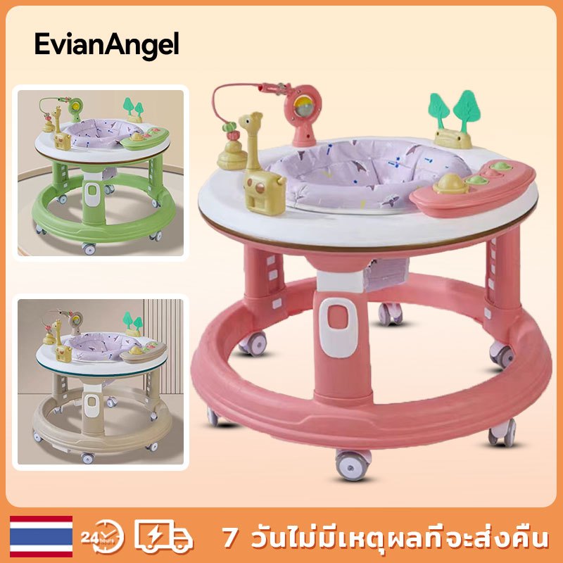 EvianAngel รถหัดเดินเด็กมีเสียงเพลงสําหรับเด็กทารกอายุ 6-24 เดือนปรับพับได้พร้อมเสียงเพลง