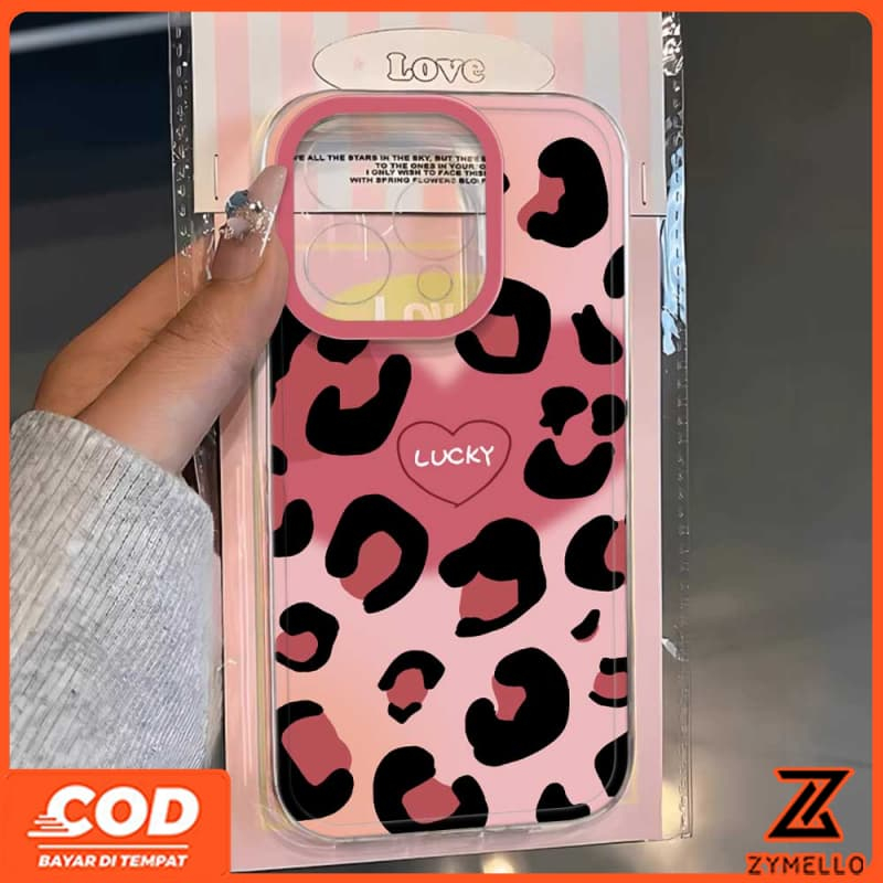 สําหรับOPPO Reno 14F Reno 14 Pro Reno 13F Reno 13 Pro Reno12 F Reno 11F Reno 10 Reno 8Z Reno 7Z Reno 8T Reno5 Reno4 Reno6z Simple Loveสีชมพูเสือดาวพิมพ์กันกระแทกเคสโทรศัพท์