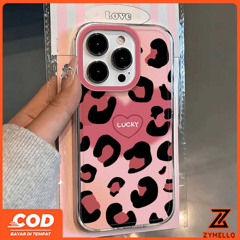 สําหรับOPPO Reno 14F Reno 14 Pro Reno 13F Reno 13 Pro Reno12 F Reno 11F Reno 10 Reno 8Z Reno 7Z Reno 8T Reno5 Reno4 Reno6z Simple Loveสีชมพูเสือดาวพิมพ์กันกระแทกเคสโทรศัพท์ - รูปที่ 2