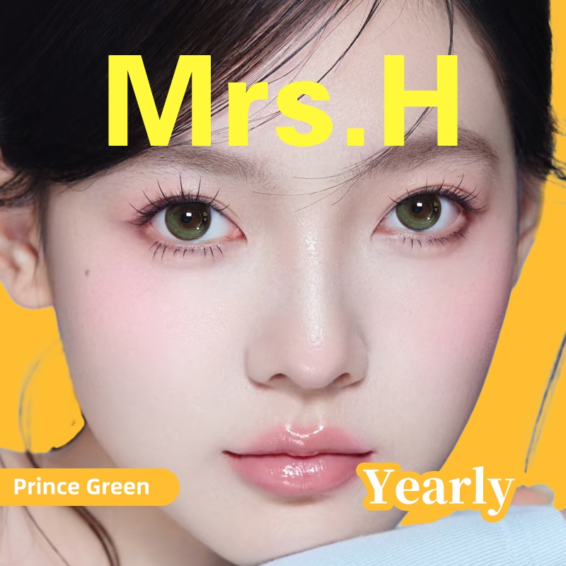 คอนแทคเลนส์ Mrs.H (COD) Graded(0~-8.00) เลนส์ธรรมชาติ เลนส์อ่อนสีเขียว ใช้รายปี 14.5 มม.