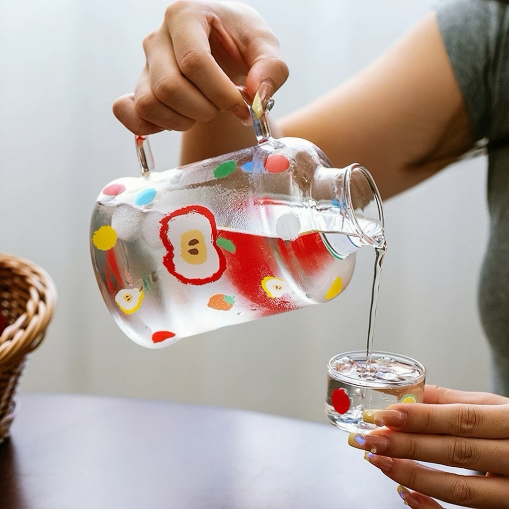 90/800 มล. รูปแบบแอปเปิ้ลความจุขนาดใหญ่เหยือกน้ําเย็นชุดเย็นชงหม้อชาเหยือกน้ําชุดถ้วยฤดูร้อนน้ําแข็งหม้อน้ํามะพร้าวถ้วยน้ําบ้านเก็บน้ําหม้อเครื่องดื่มถ้วยน้ําผลไม้ น้ําผลไม้ แก้วกาแฟ แก้วลาเต้ ถ้วยกาแฟ ชาเขียวแก้วลาเต