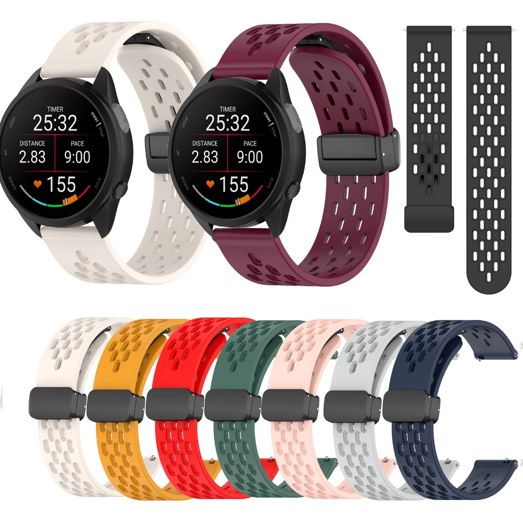 สายรัดข้อมือแม่เหล็กซิลิโคน 18 มม. 20 มม. 22 มม. สำหรับ Garmin Forerunner 265 255 245 255S 265S 245M 645 645M 55 158 165 ดนตรี 970 570 42 มม. วงนาฬิกาอ่อน 47 มม. วงสร้อยข้อมือกีฬา