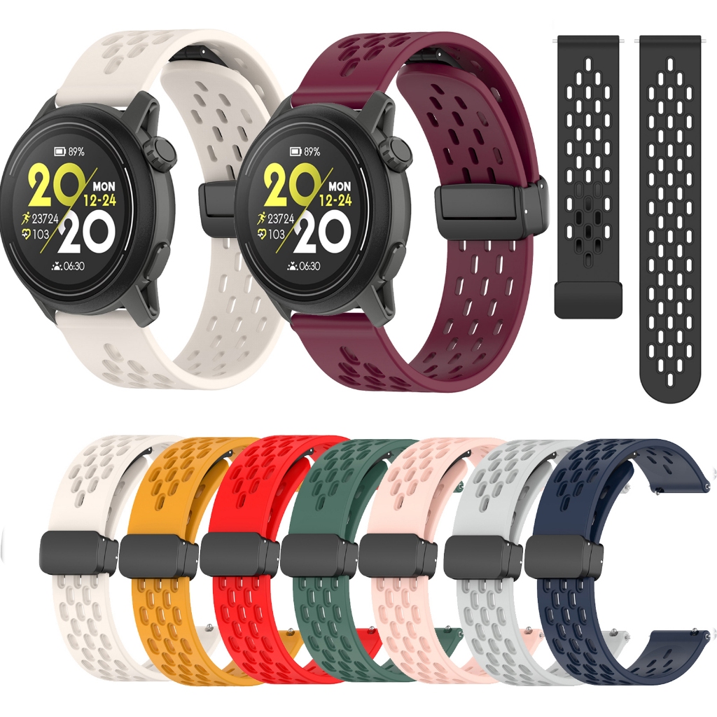 20 มม.22 มม.ซิลิโคนแม่เหล็กสายคล้องคอสําหรับ COROS PACE 2 3 4/APEX 2 Pro/APEX Pro/APEX/APEX4/42 มม.46 มม./VERTX นุ่มสีลูกกวาดนาฬิกาสร้อยข้อมือกีฬา Loop