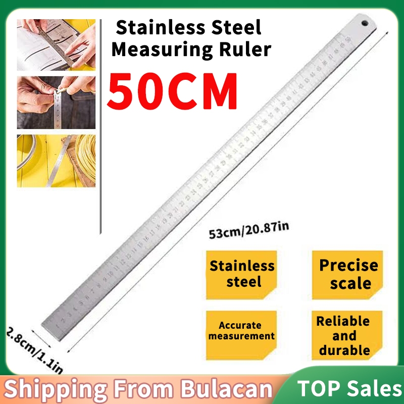 Xpmarket 50ซม สแตนเลสไม้บรรทัดขนาดเมตริกขนาดวาดไม้บรรทัดเหล็กไม้บรรทัดยาวไม้บรรทัดยาว
