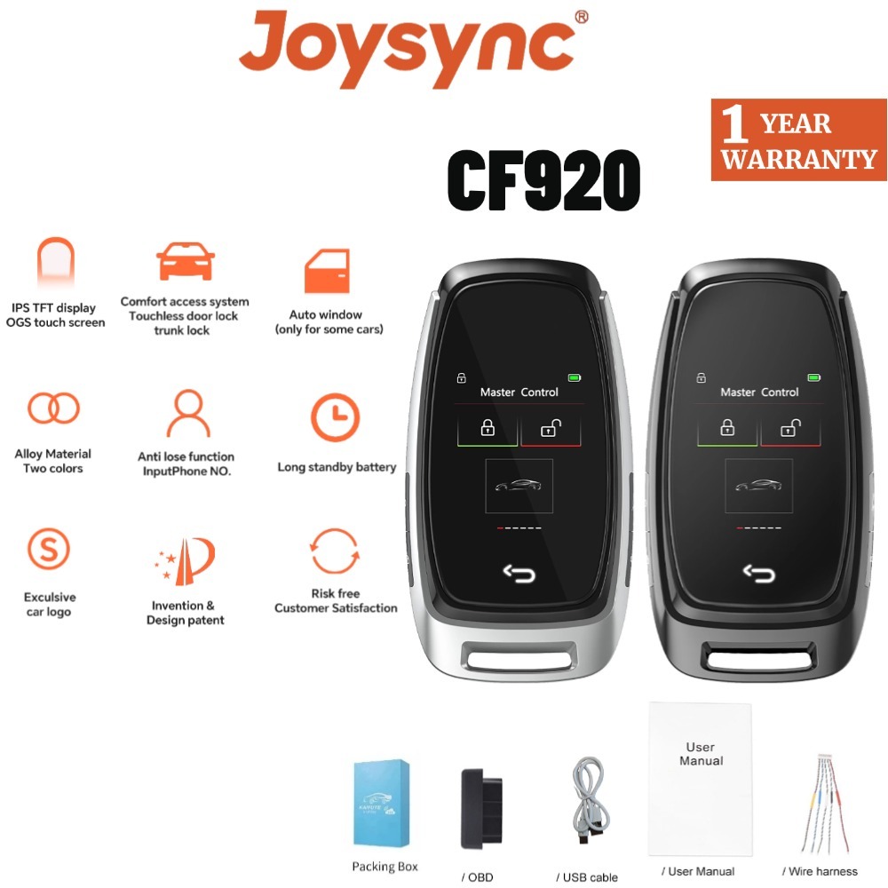 Joysync CF920 Universal Auto Key Fob เปลี่ยนสมาร์ท LCD กุญแจรถอัพเกรดชุด - HD IPS หน้าจอสัมผัสสําหรับ BMW/Mercedes/Audi/Toyota/Honda
