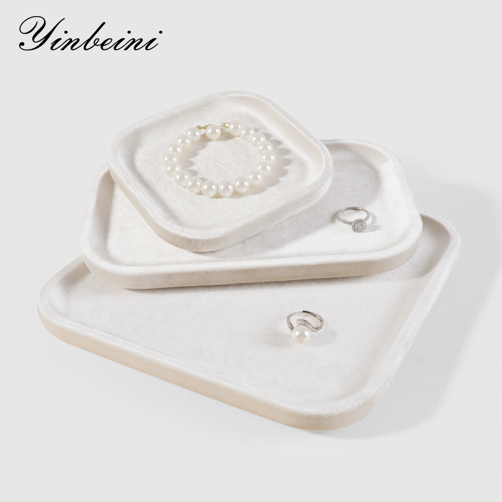 Yinbeini กำมะหยี่ถาดเครื่องประดับแหวนสร้อยข้อมือต่างหูแสดงถาดจัดเก็บอุปกรณ์ประกอบฉาก P075