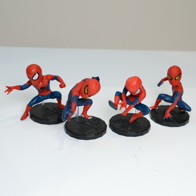 4 ชิ้น/เซ็ต 6-7 ซม.Avengers อะนิเมะรูป Spider-Man คลาสสิก Action ฉากรุ่น Q DIY ตกแต่ง PVC Action Fig