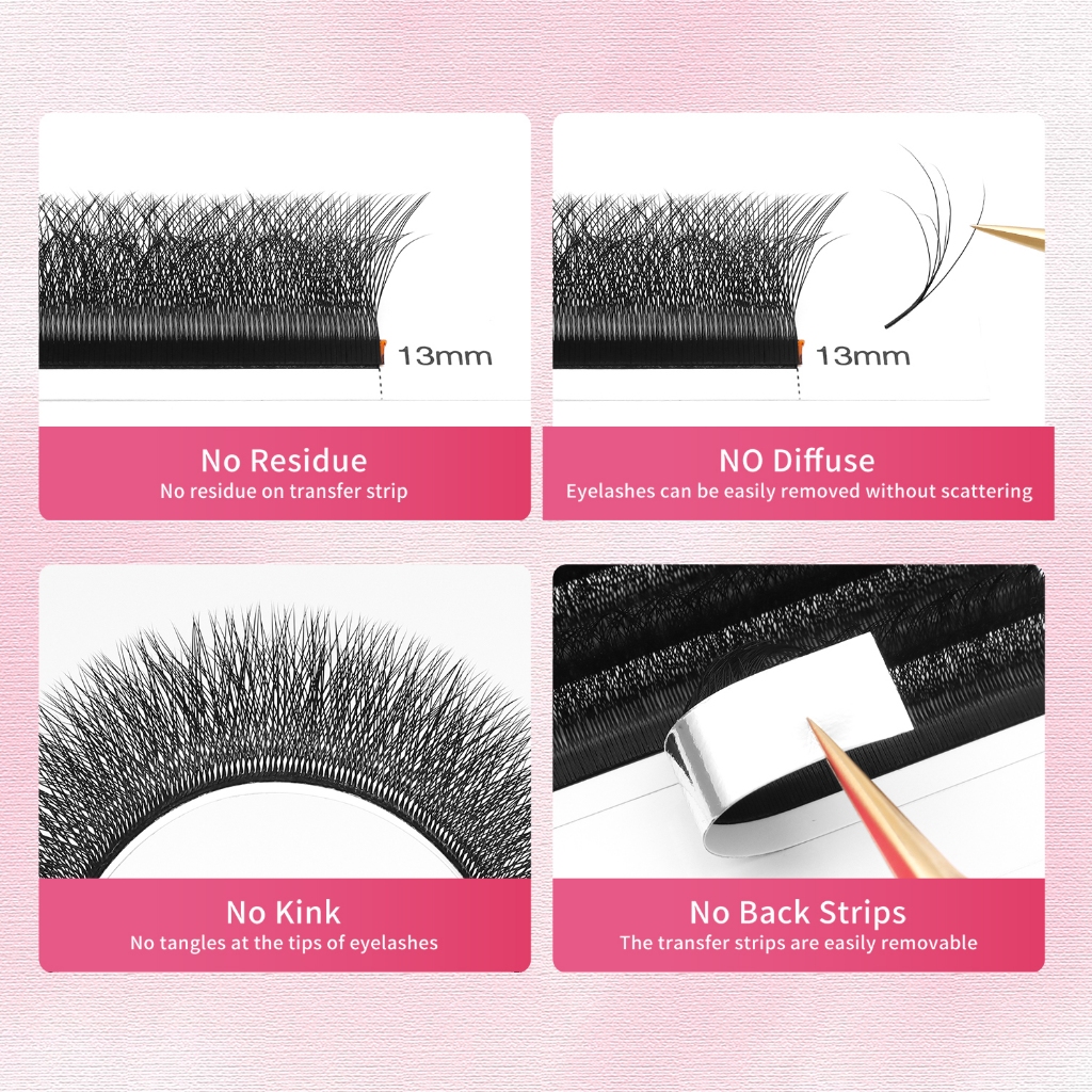 XIUSUZAKI 6D Eyelash Extension 0.07 มม.C + D Curl ธรรมชาติสไตล์ใหม่ Premade พัดลม Lashes - รูปที่ 5