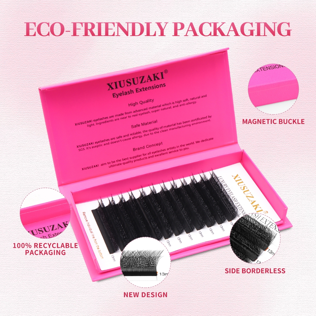 XIUSUZAKI 6D Eyelash Extension 0.07 มม.C + D Curl ธรรมชาติสไตล์ใหม่ Premade พัดลม Lashes - รูปที่ 3