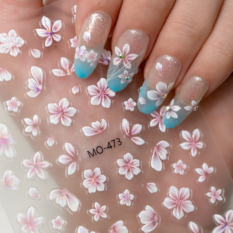 ใหม่นูนน้ําแข็งคริสตัลดอกไม้เล็บสติ๊กเกอร์ ทําเอง ตกแต่ง