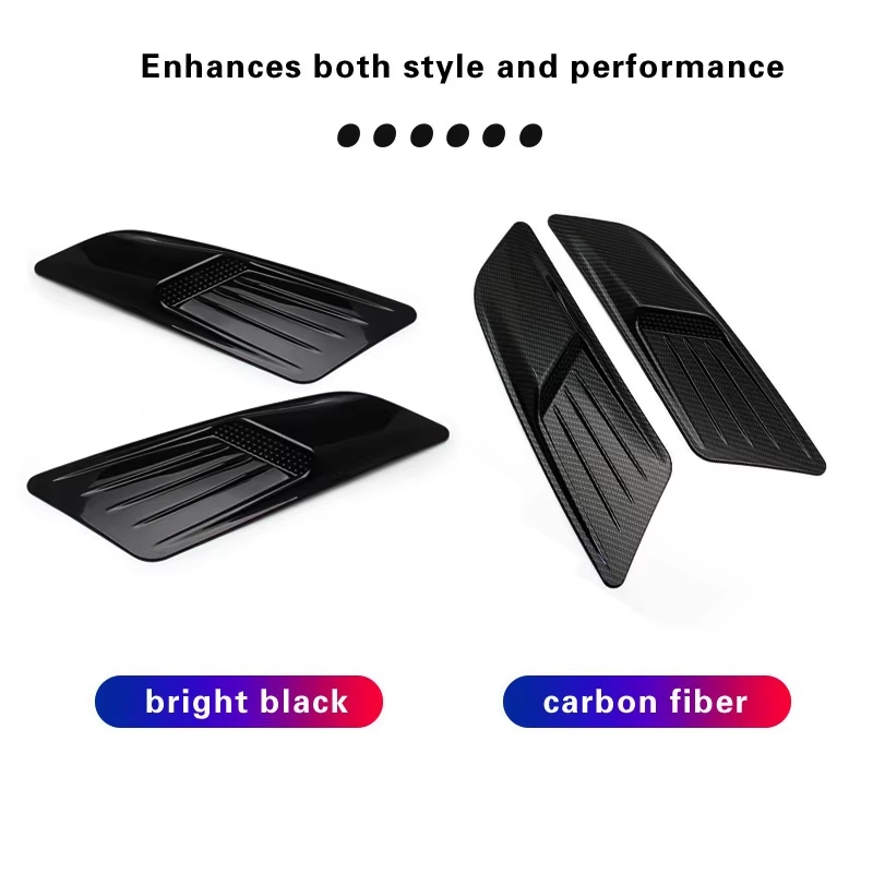 คาร์บอนไฟเบอร์ / สีดํารถตกแต่งเซลล์การไหลของอากาศไอดีฮู้ดตัก ฝากระโปรง ระบายอากาศปกสติกเกอร์ - รูปที่ 4