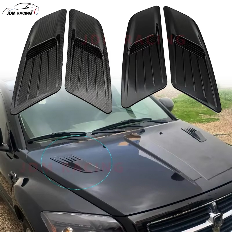 คาร์บอนไฟเบอร์ / สีดํารถตกแต่งเซลล์การไหลของอากาศไอดีฮู้ดตัก ฝากระโปรง ระบายอากาศปกสติกเกอร์