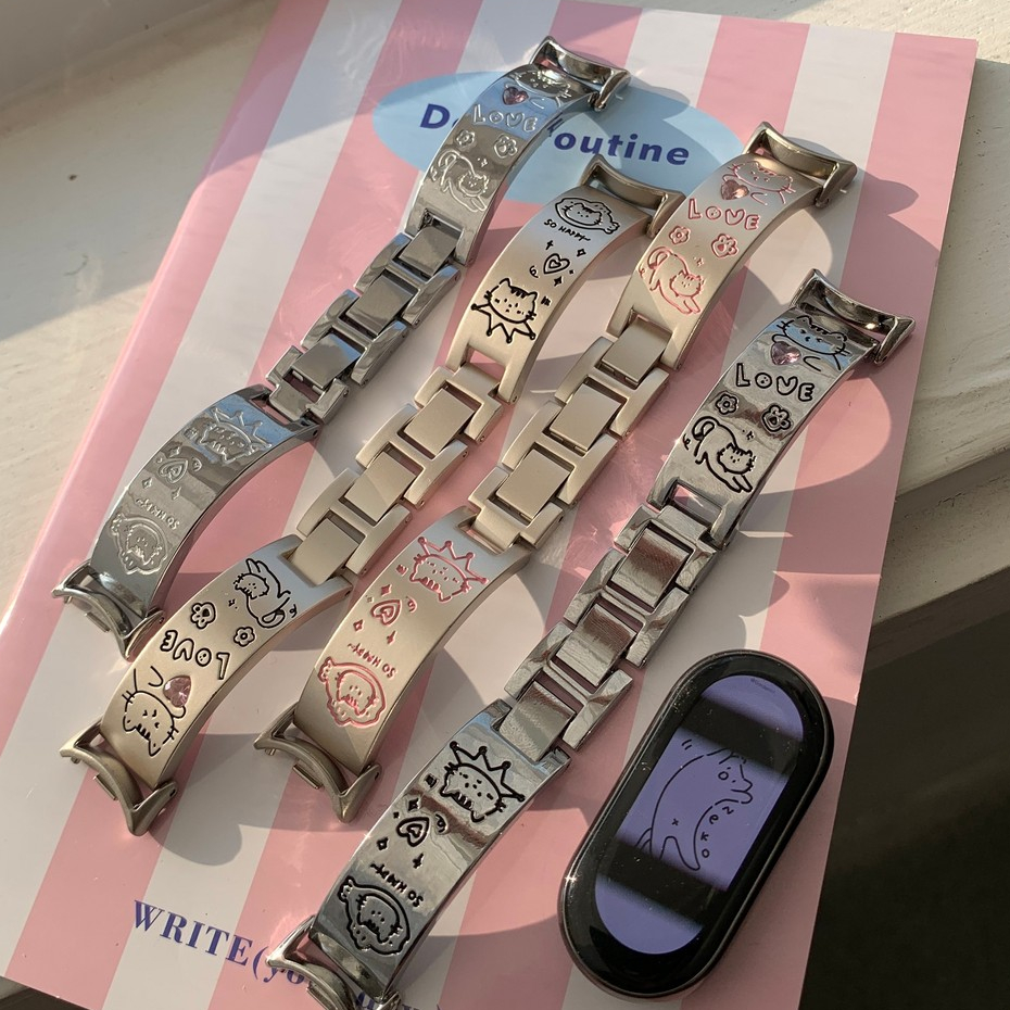 Inlaid gem Watchband for mi band 10 สาย Beads mi band 8 สาย Smart Band 9 Strap Replacement Mi band 8