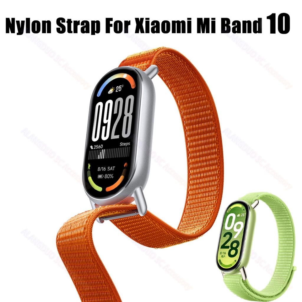 สายรัดไนลอนสําหรับ Xiaomi Mi Band 10 9 8 Breathable เปลี่ยน Velcro สายรัดข้อมือกีฬาสําหรับ mi band9 