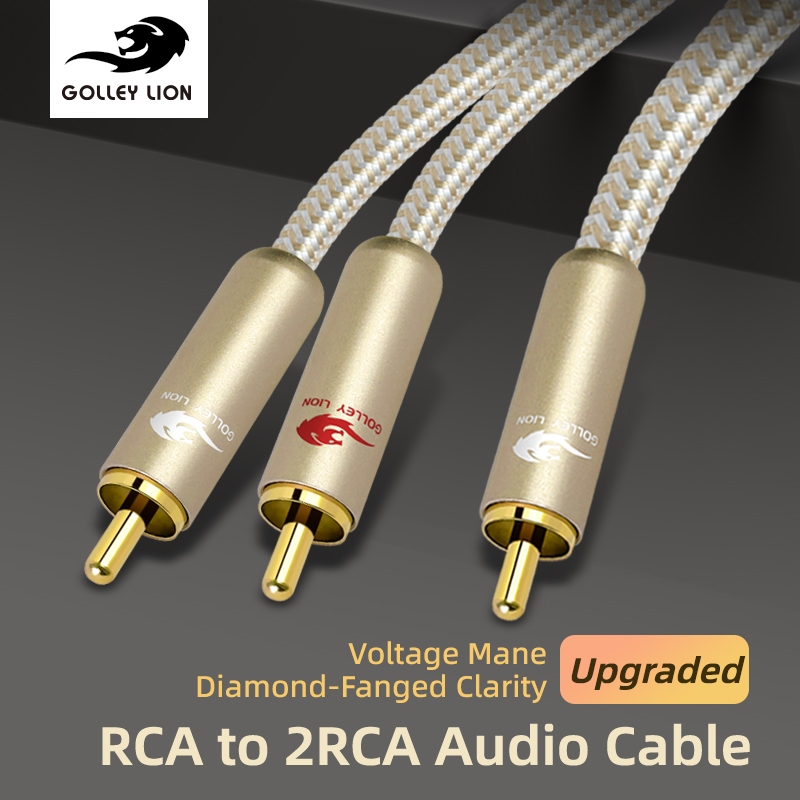 GOLLEY LION RCA ถึง 2RCA สายซับวูฟเฟอร์สายสัญญาณเสียงอะแดปเตอร์ RCA Y สองทิศทางคุณภาพเสียงระดับพรีเมียม Dual Shielded พร้อมขั้วต่อชุบทอง