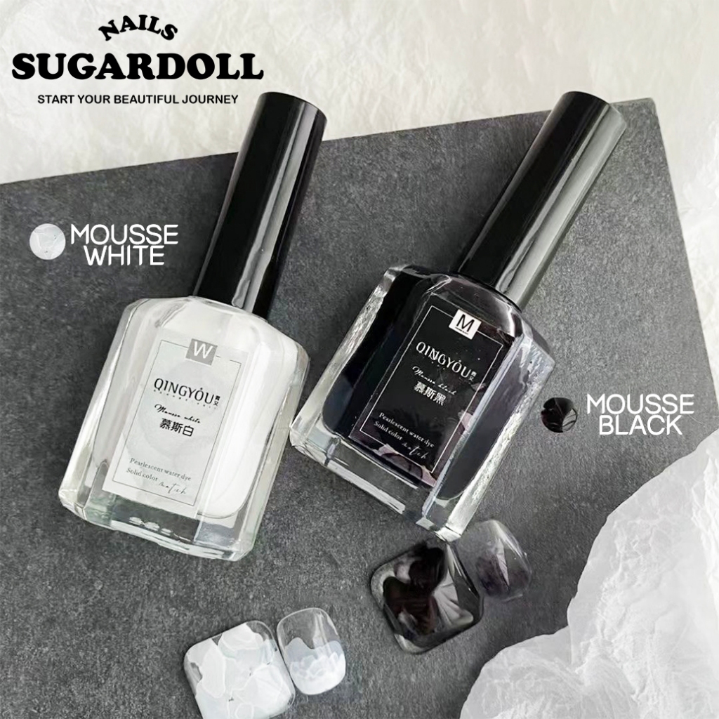 【พร้อมส่งในBangkok】ไม่ต้องอบ น้ำยาทำลายหินอ่อน  15ML น้ำยาริ้วใช้ทำงาน QINGYOU สีขาว สีดำ เพียงทาลงบนเล็บสีทำสีแล้ว  15ML