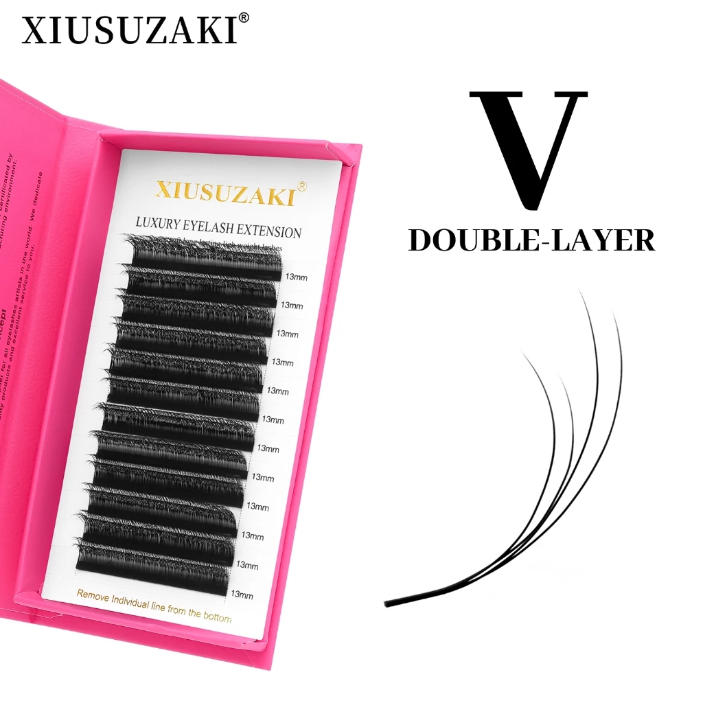XIUSUZAKI V Shape Lashes 0.07 มม.C + D Curl Faux Mink Eyelash Extension ธรรมชาติหนาแน่น Lashes