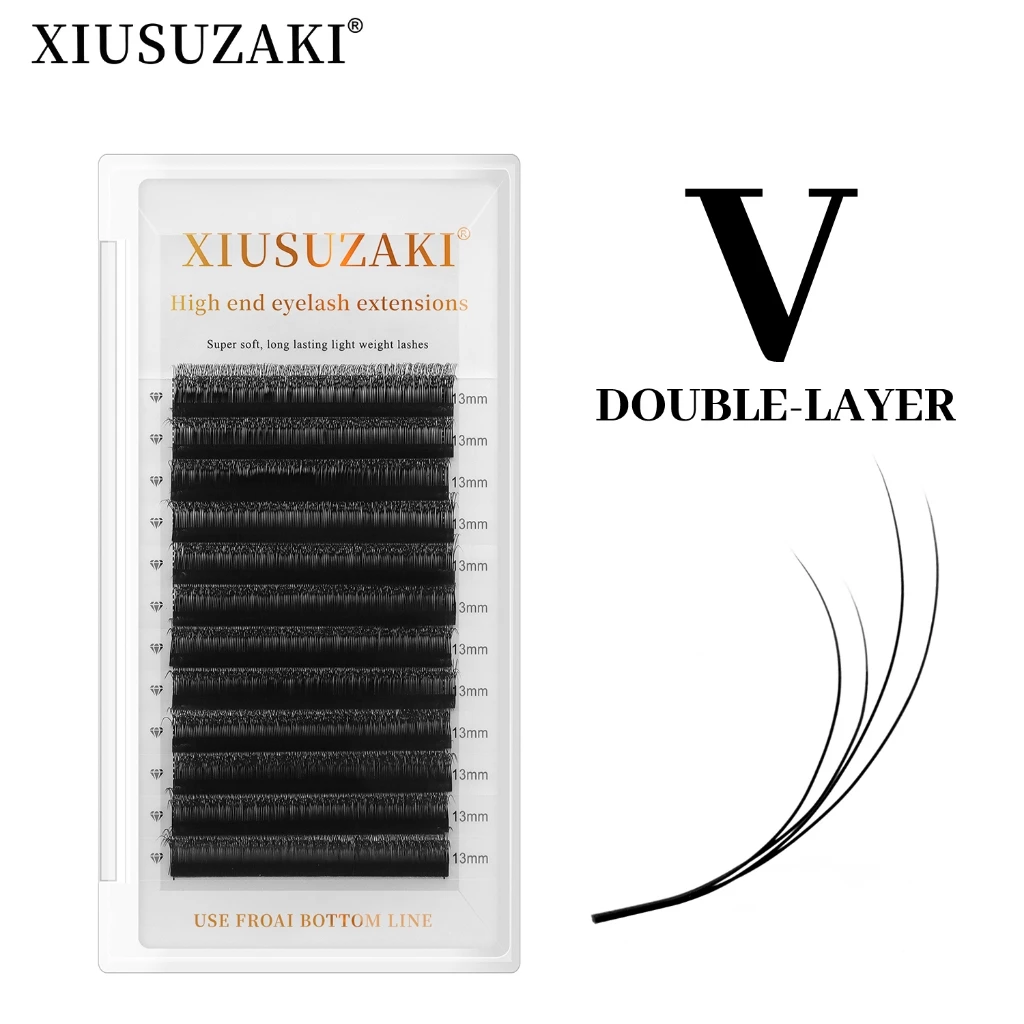 XIUSUZAKI V Shape Lashes 0.07 มม.C + D Curl Faux Mink Eyelash Extension ธรรมชาติหนาแน่น Lashes