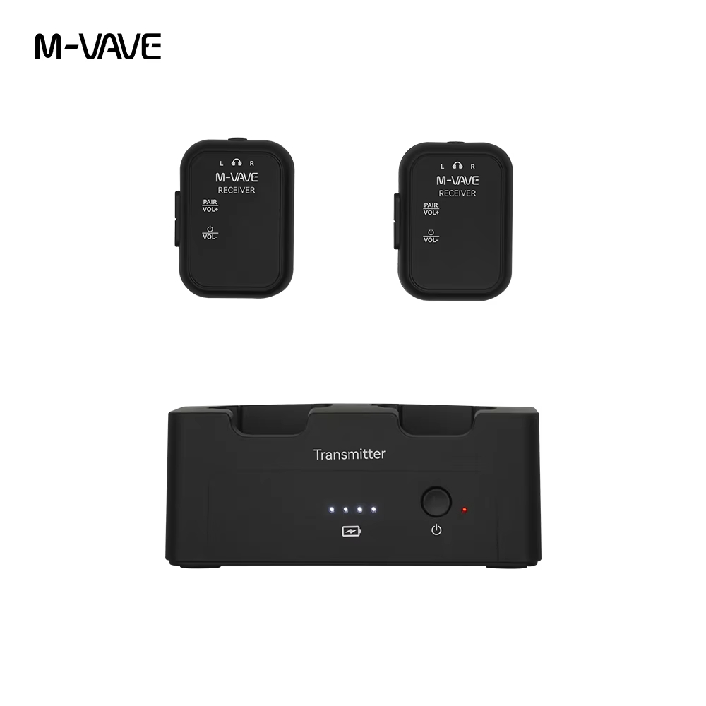M-VAVE SWS12 WP-12 2.4G หูฟังไร้สายระบบจอภาพ,เครื่องส่งสัญญาณแบบชาร์จไฟได้ 2 ตัวรับสัญญาณพร้อมปุ่มปร