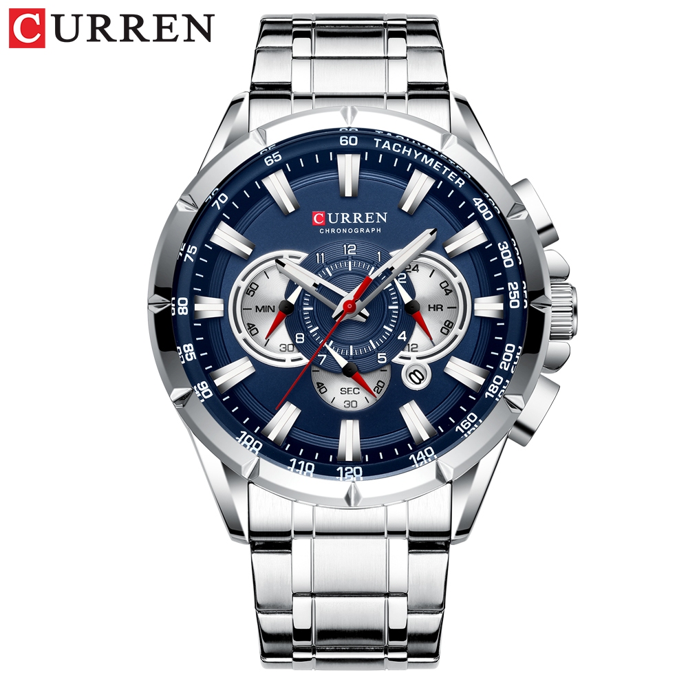 CURREN men's watch casual fashion top brand stainless steel waterproof sports quartz watch 8363X