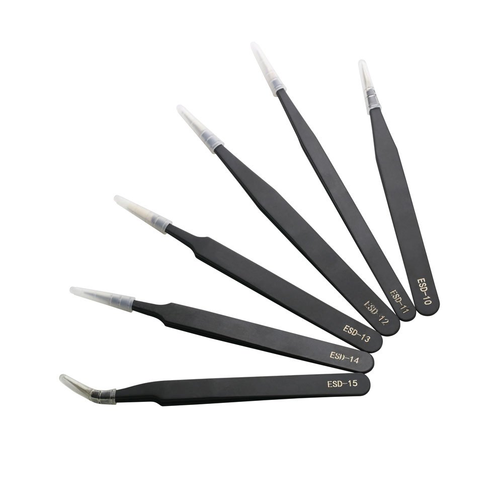 1/6 ชิ้น Precision แหนบชุด ESD Anti-Static แหนบสแตนเลสซ่อมเครื่องมือสําหรับ Electronics ซ่อมบัดกรีเครื่องมือหัตถกรรม