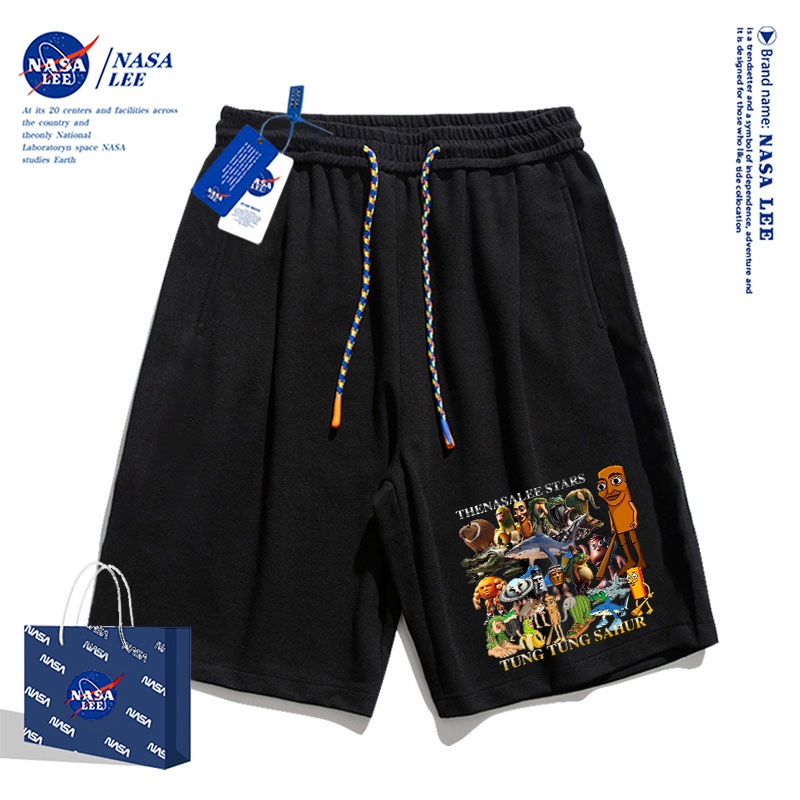 กางเกงขาสั้นเด็ก NASA ผ้าฝ้ายคุณภาพ ฤดูร้อน 2025 ลาย tungtungtung สไตล์อเมริกัน ใส่สบายไม่อับชื้น