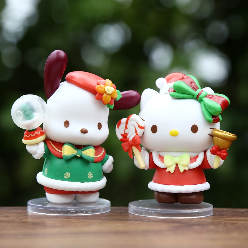 6 ชิ้น/เซ็ต 5-9 ซม.อะนิเมะ Christmas Series My Melody Kuromi Hello Kitty Cinnamoroll Pom Pom Purin รุ่น Q PVC ตัวเลขการกระทําตุ๊กตาของเล่น - รูปที่ 2