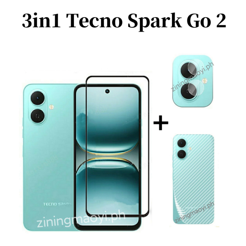 3in1 Tecno Spark GO 2 ฟิล์มกระจกนิรภัยสําหรับ Tecno Spark Go1 GO 1S กระจกนิรภัยป้องกันหน้าจอกระจกและ