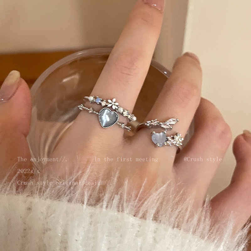 Aqua Love Moonlight Design Adjustable Ring for Women - Index Finger Friendly