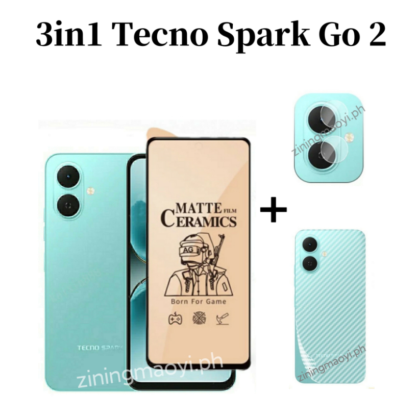 3in1Tecno Spark Go 2 ฟิล์มเซรามิคสําหรับ Tecno Spark Go1 Spark Go2025 ฟิล์มเซรามิคแบบนุ่มและฟิล์มเลน