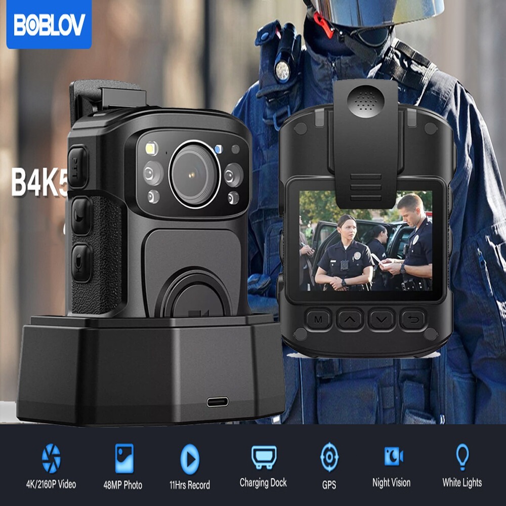 BOBLOV B4K5 4K Body กล้อง 128GB 3400mAh Night Vision IP68 GPS 1Y สําหรับกฎหมายบังคับความปลอดภัยส่วนบุคคล