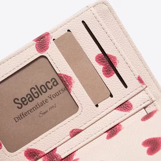 SeaGloca Heart Beat Series Multi-Function Love Heart Print Bifold Coin Purse Wallet for Women No 28