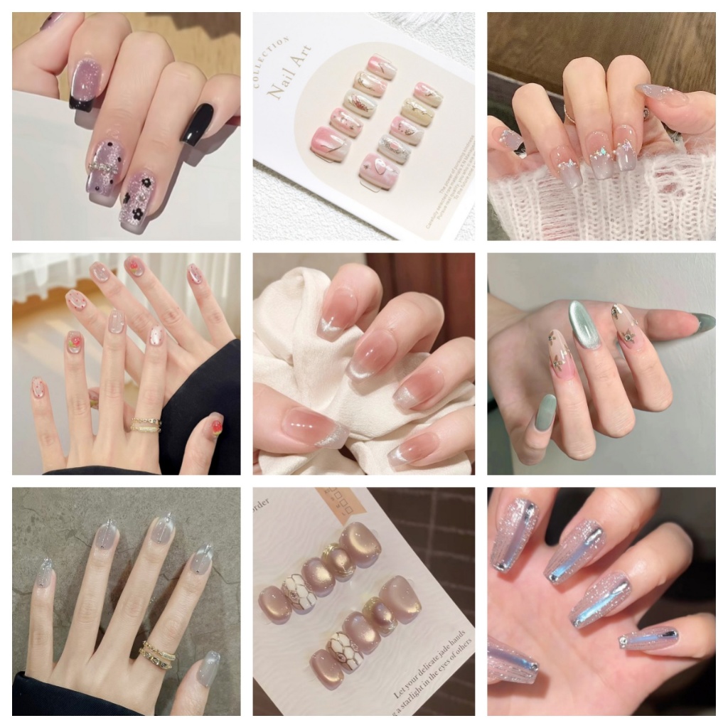 ใหม่ 10 ชิ้น Cat Eye คริสตัลเล็บปลอม Shining Cat Eye Series สวมใส่เม็ดปลอม