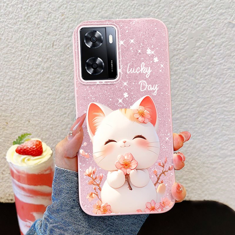 VRQRสําหรับOppo A57 A77 2022 4G 5G A57E A57S A77S 4G Realme V23 Q5i Narzo 50 5Gน่ารักยิ้มอ้วนCat Shi