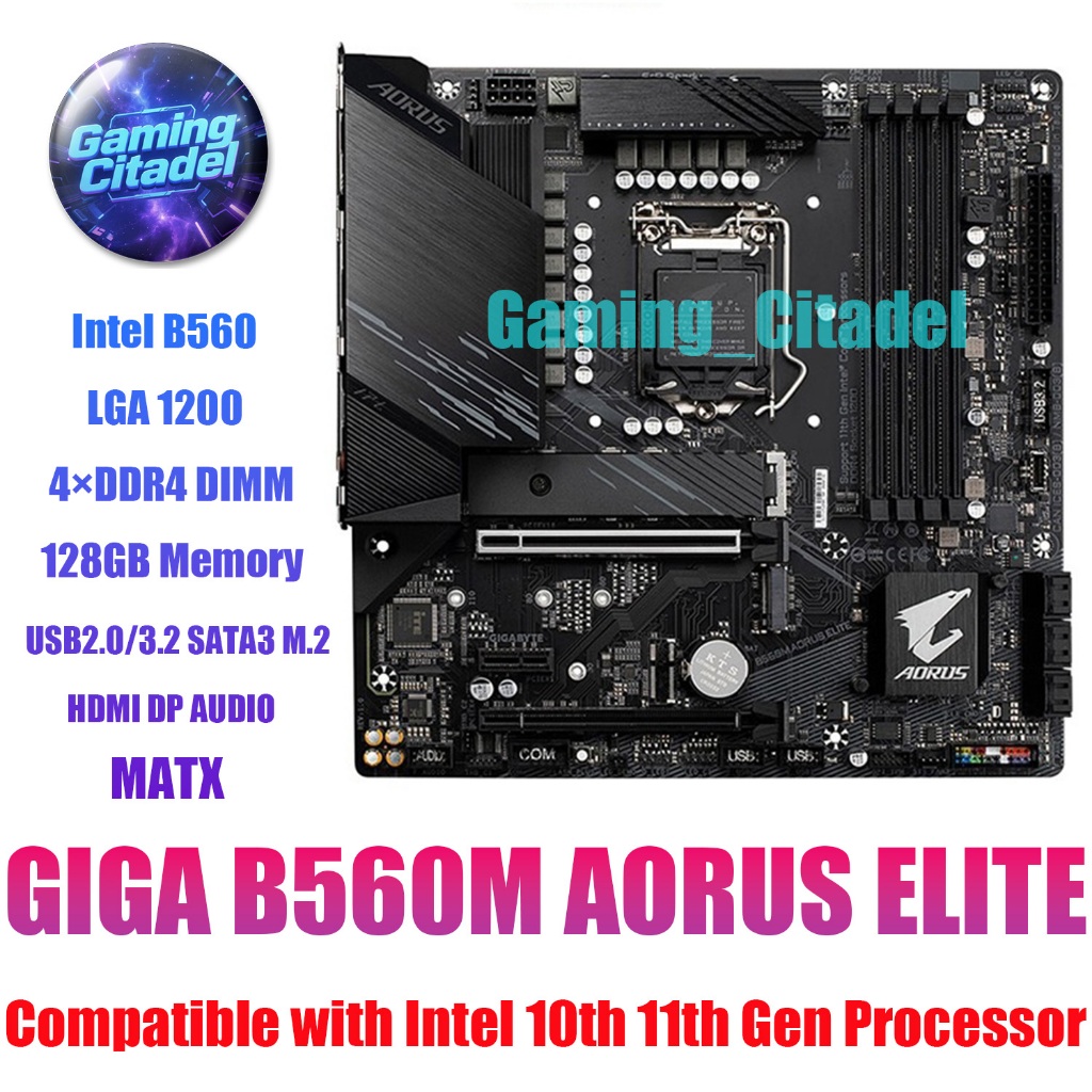 ใช้ Gigabyte B560M AORUS ELITE MATX เมนบอร์ด DDR4 B560 ชิปเซ็ต LGA 1200 ใช้งานร่วมกับ Intel 10th 11t