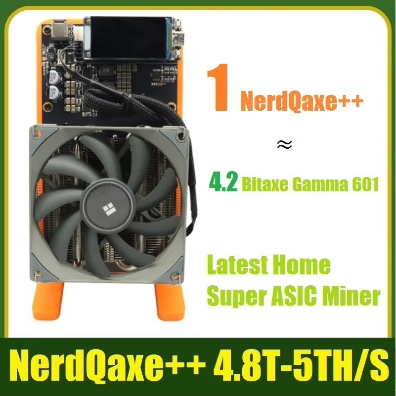 Bitaxe NerdQaxe++ BTC Solo Miner 4.8T-5TH/S 80W 4XBM1370 ASIC ชิปเปิดแหล่ง Bitcoin Crypto Miner เงีย